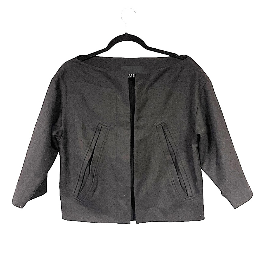 Robert Rodriguez Black Cropped 3/4 Sleeve Wool Blend‎ Snap Front Blazer 0